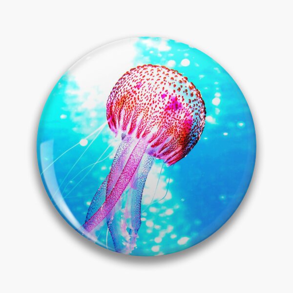 Item preview, ANIMALS #33 - Graceful Red Purple Jellyfish in Blue Turquoise Water designed and sold by DEL-Productions.