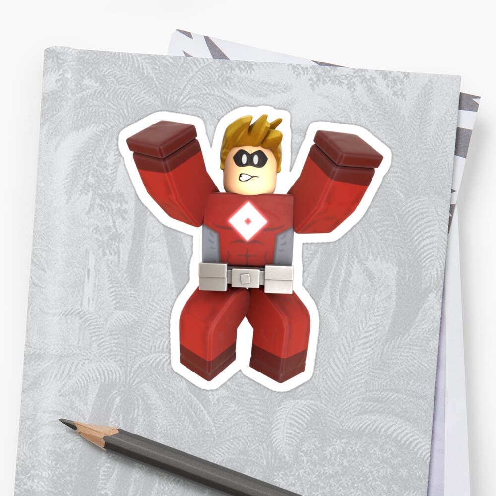 roblox captain robloxia heroes sticker redbubble stickers super features vinyl