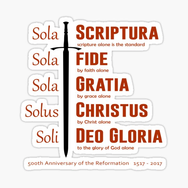 "5 Solas" Sticker for Sale by ChristAlone Redbubble