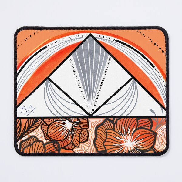Item preview, Mountain and orange flowers in front of a sunset designed and sold by PrismaM.