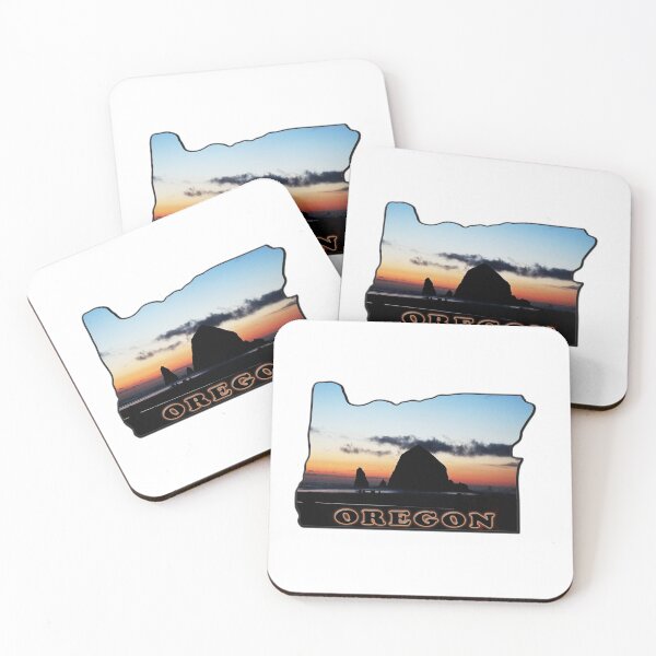 Item preview, Shape of The State of Oregon Filled with Color Photo of Haystack Rock designed and sold by SouthShorePics.