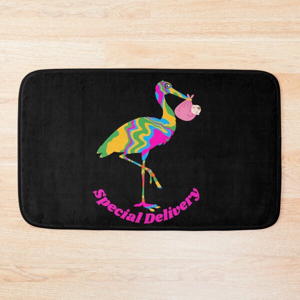 Item preview, Rainbow Stork Special Delivery Baby Pink designed and sold by CraftyAnimal.