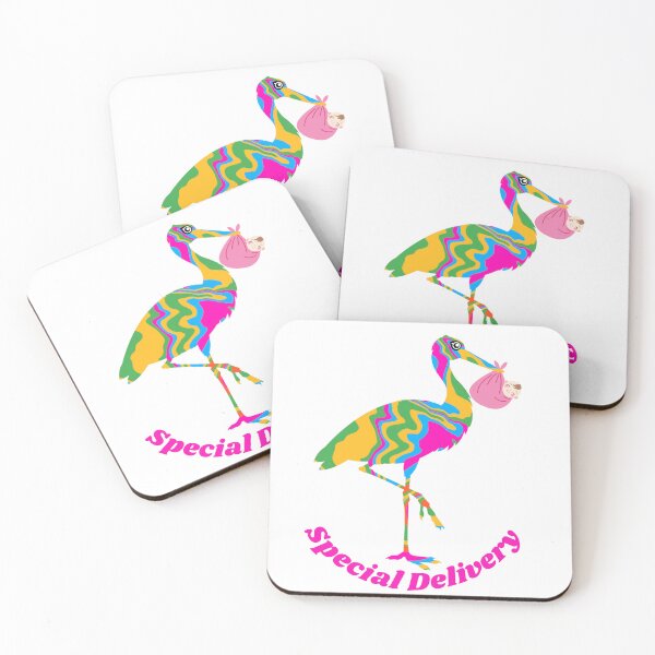 Item preview, Rainbow Stork Special Delivery Baby Pink designed and sold by CraftyAnimal.