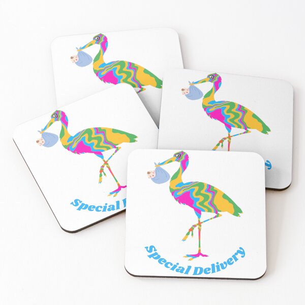 Item preview, Rainbow Stork Special Delivery Baby Blue designed and sold by CraftyAnimal.