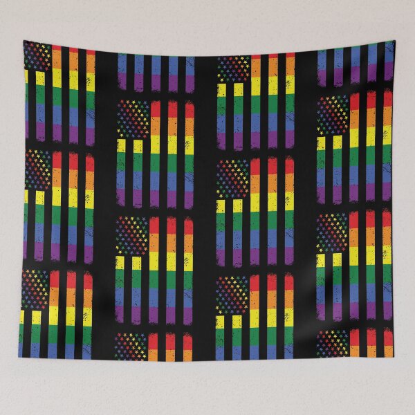 Item preview, Gay Pride LGBTQ Queer Rainbow American Flag designed and sold by GravitiTees.