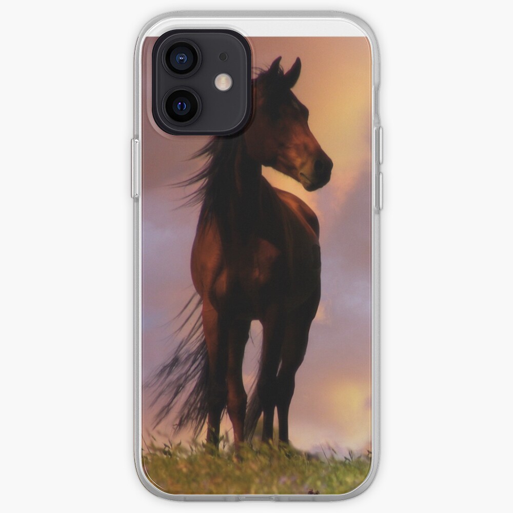 Beautiful Silhouetted Horse in Colorful Sundown iPhone Case & Cover