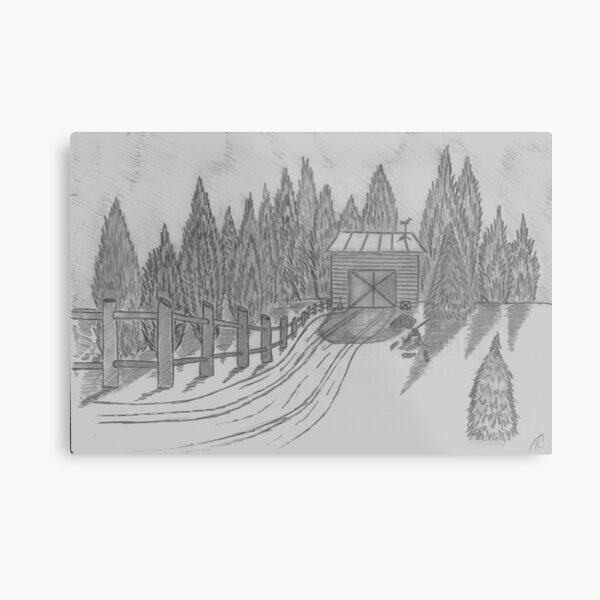 SHED IN THE SNOW Metal Print