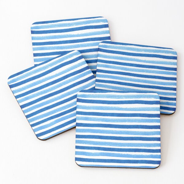 Item preview, Horizontal blue stripes - blue and white striped pattern, watercolor designed and sold by patterncrow.
