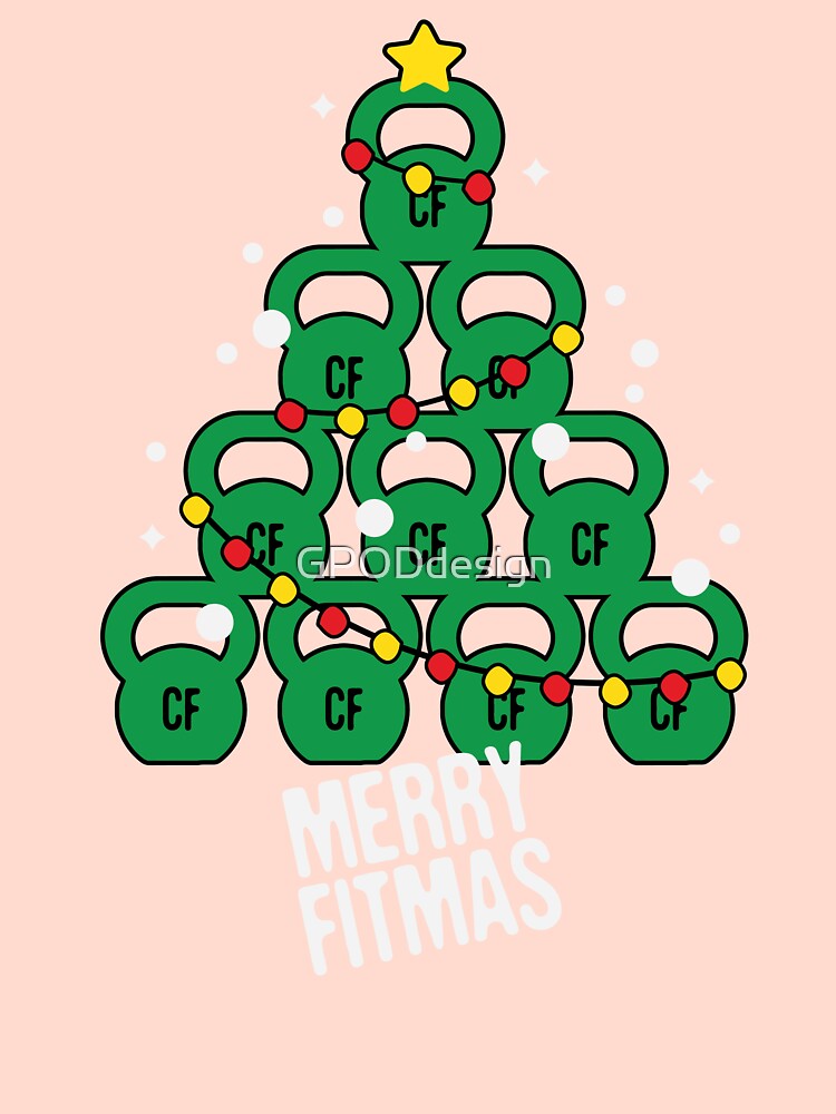 Kettlebell tree Merry Christmas tree Xmas workout Merry Fitmas Weightlifter Pullover Hoodie