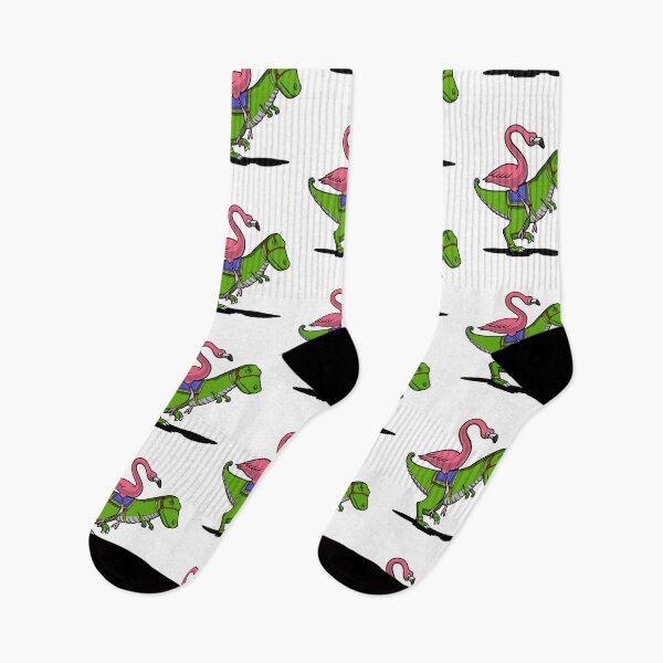 Artikelvorschau, Flamingo Vogel Reiten T-Rex Dinosaurier entworfen und verkauft von underheaven.