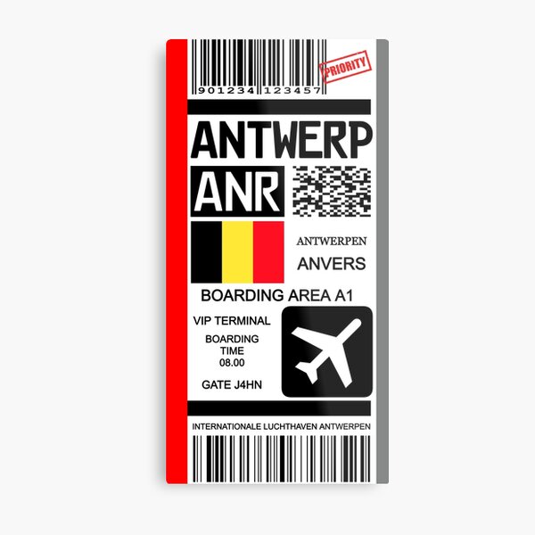 Antwerp Belgium travel ticket Metal Print
