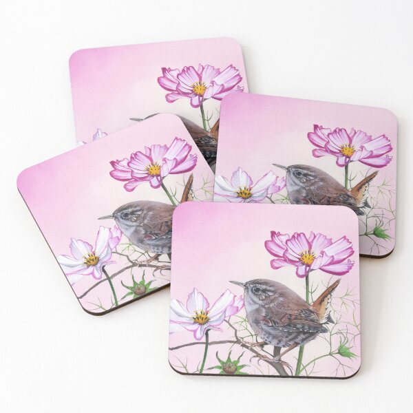 Item preview, Cosmos flowers and Jenny Wren designed and sold by samcannon.