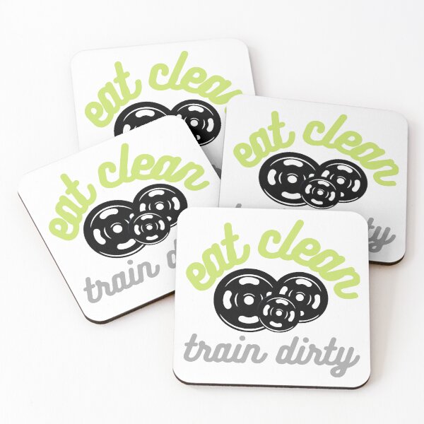 Item preview, Eat Clean Train Dirty - Green/Grey - Plates designed and sold by ami.creations.