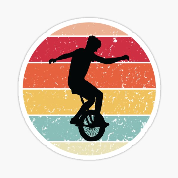 "Vintage Retro Unicycle, Unicycle Rider, Funny Unicycle" Sticker for
