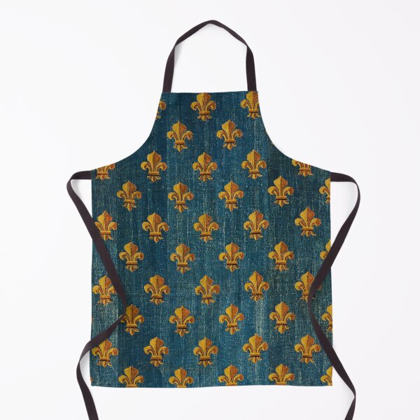 Item preview, GOLD FLEURS DE LYS IN BLUE Antique French Tapestry designed and sold by BulganLumini.