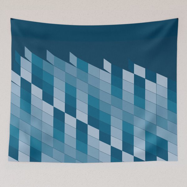Item preview, Geometric abstract design with a structure of sheets in blue tones sticking designed and sold by Martapp.