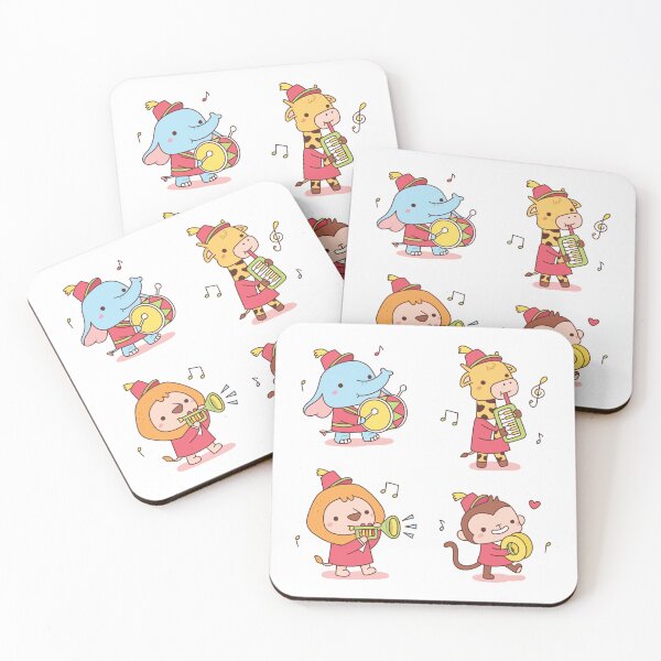 Item preview, Cute Animals Elephant, Giraffe, Monkey and Lion Musical Band designed and sold by rustydoodle.