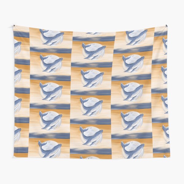 Cute watercolor whale illustration Tapestry