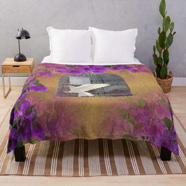 Item preview, White dove escaping from cage amidst bougainvillea blooms/Freedom/Peace/ designed and sold by VeenaNair23.