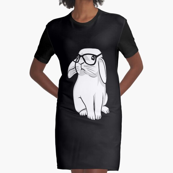 Hipster Rabbit  Graphic T-Shirt Dress