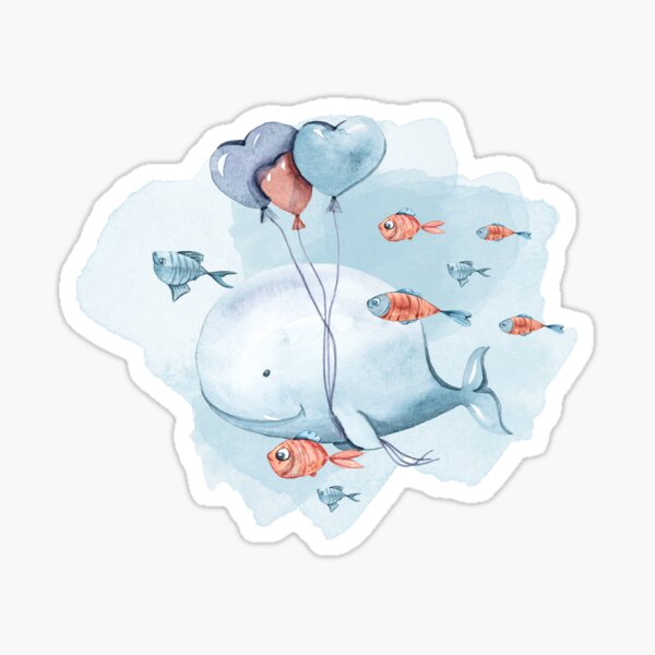 Illustration de baleine aquarelle mignonne Sticker