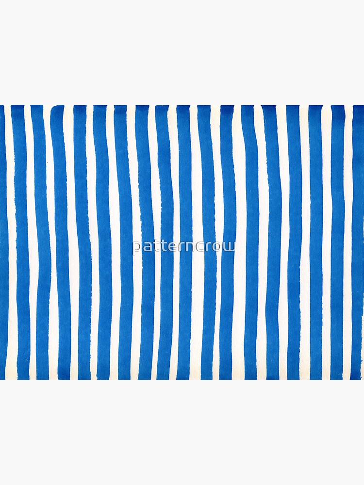 "Vertical blue and white striped pattern royal blue watercolor stripes" Sticker for Sale by