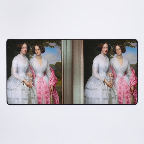 The Reventlow Sisters by August Schiøtt Remastered Xzendor7 Classical Art Old Masters Reproductions Desk Mat
