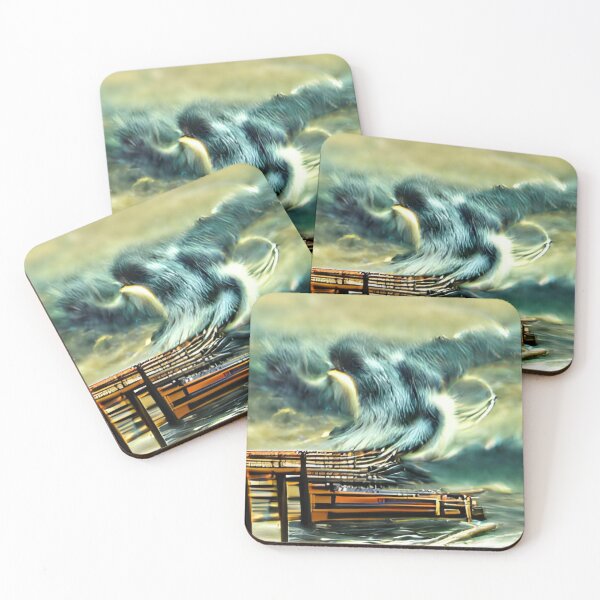Item preview, wooden pier large storm waves abstract original art designed and sold by Surrealarts727.