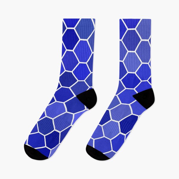 Item preview, Patrón de mosaicos de tonos de hexágono azul designed and sold by patternsoup.