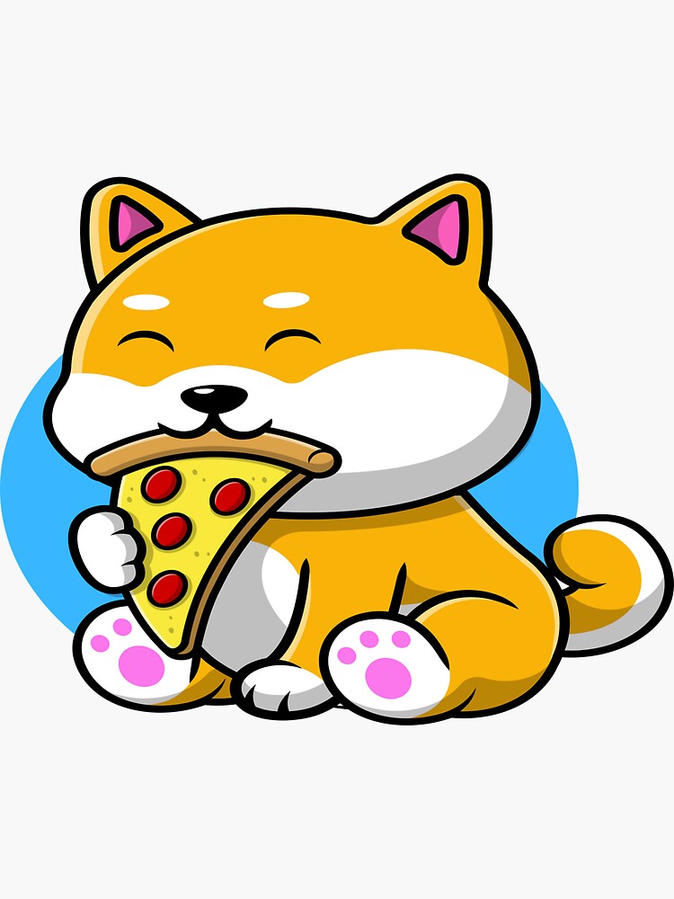 "Cute Dog Eating A Pizza" Sticker for Sale by MadHatterHG | Redbubble