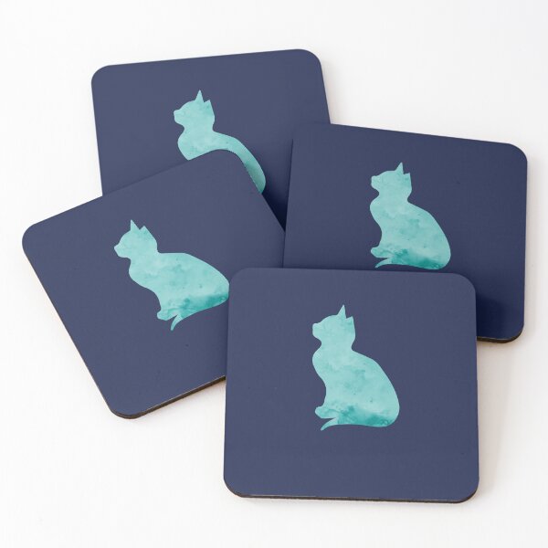 Item preview, CUTE CAT WATERCOLOR TURQUOISE  designed and sold by FLASHOP.