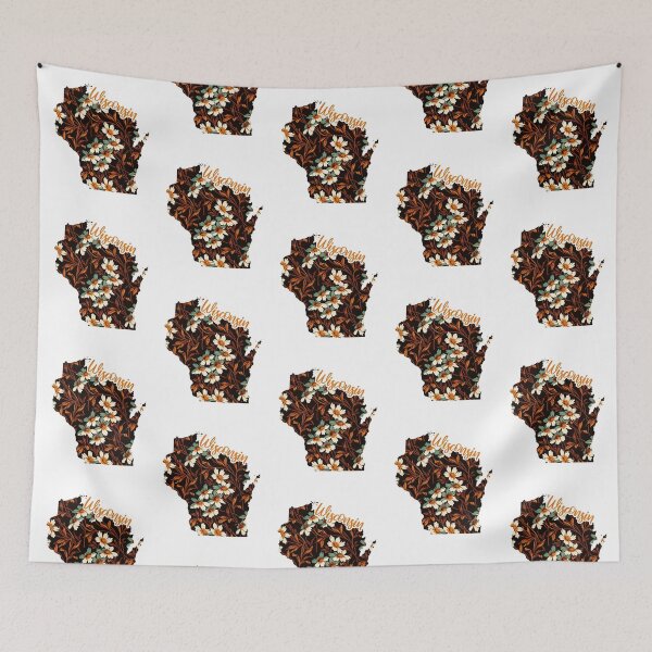 Item preview, Floral Map of USA States Wisconsin - Map of Wisconsin designed and sold by AmethystMurad.