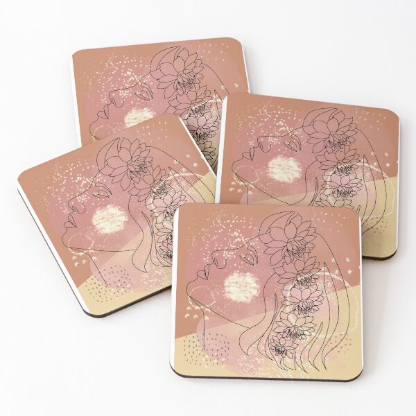 Item preview, Abstract Woman Face With Flowers , Rose Gold Watercolour designed and sold by ORA_ORA.