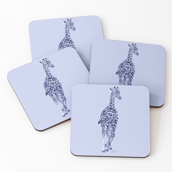 Item preview, Galloping giraffe - blue colorized version designed and sold by SylvieG18.