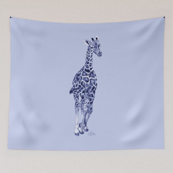 Item preview, Galloping giraffe - blue colorized version designed and sold by SylvieG18.