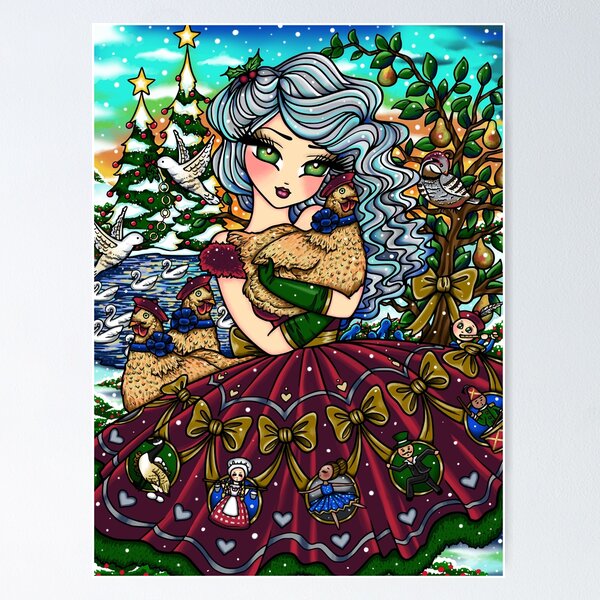 Item preview, Christmas 12 Days of Christmas Whimsical Fantasy Holiday Art designed and sold by hannahlynnart.