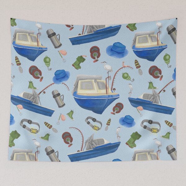 Item preview, Love Fishing Painted Pattern designed and sold by CheekyColours.