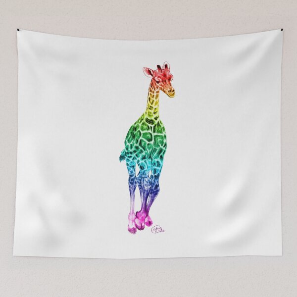 Item preview, Galloping giraffe - rainbow colorized version designed and sold by SylvieG18.