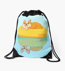Summer Corgi Drawstring Bag