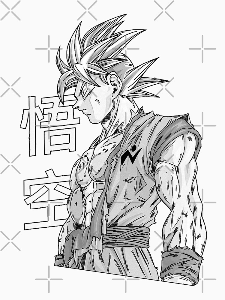 Goku Young Songoku Dragon Ball DBZ Anime drawing black and white |  Photographic Print