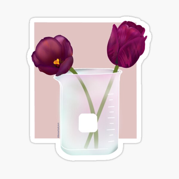 Tulips in Beaker Sticker