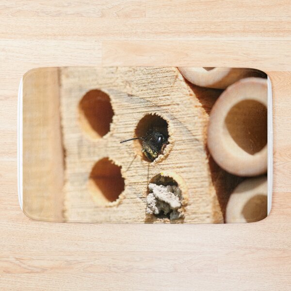 Item preview, Red mason bee guarding her nest  designed and sold by GreyFeatherPhot.