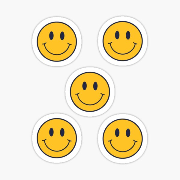 yellow smiley face sticker pack Sticker for Sale by glitter-designs