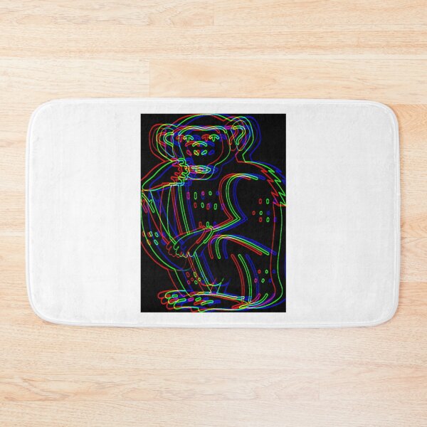 Item preview, green, red, blue monkey on black background designed and sold by mrelax57700.