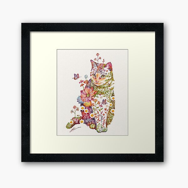 Watercolor-Art-Animals-Hiroki-Takeda-cat Framed Art Print