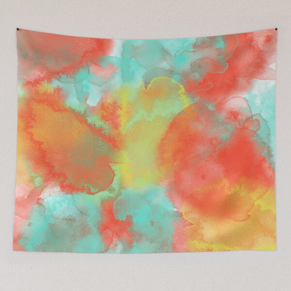 Item preview, Abstract Aqua Red Yellow Orange Sponge Art Paint designed and sold by antevasinart.