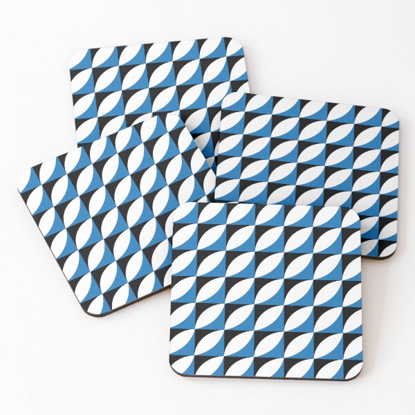 Item preview, Abstract geometric print with squares and rounded shapes, in blue, white and black designed and sold by Martapp.