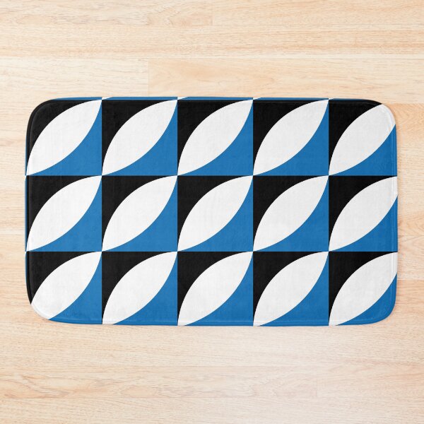 Item preview, Abstract geometric print with squares and rounded shapes, in blue, white and black designed and sold by Martapp.