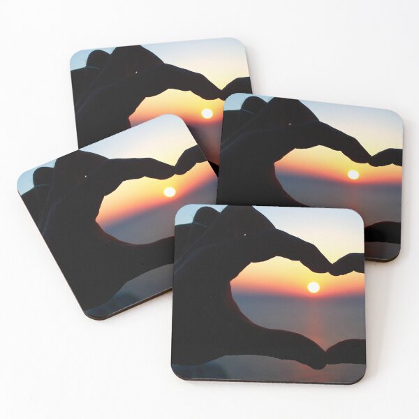 Item preview, Love Sunset sky silhouette hands meeting sun designed and sold by MonArtisteSam.