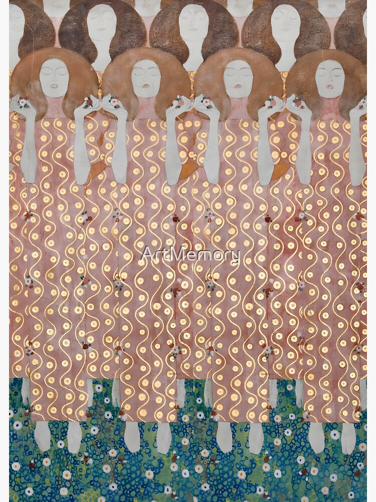 "Gustav Klimt - Chorus Of Paradise Detail Of Beethoven Frieze" Sticker ...